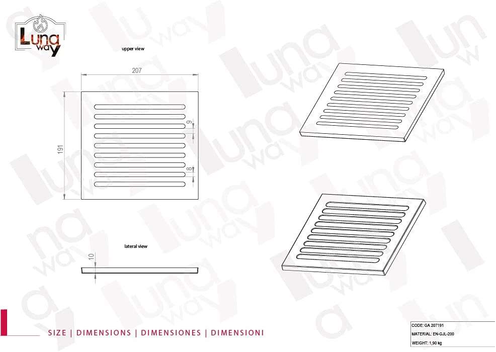 Grille de cendre cm 34 x 24,8 h ⋆ Lunaway