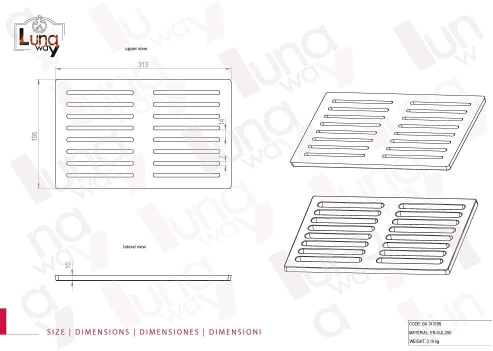 Grille en Fonte G305 40x40 pour cendre - GRILLES POUR CENDRE - Grilles