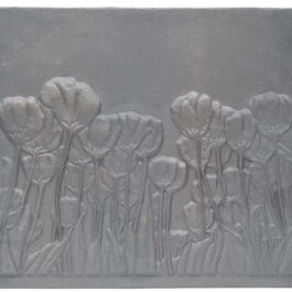 Plaque de cheminée en fonte TULIPES – Dimensions cm 80 x 60 h x 1,2