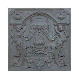 Plaque de cheminée en fonte CHÉRUBIN – Dimensions cm 80 x 80 h x 2
