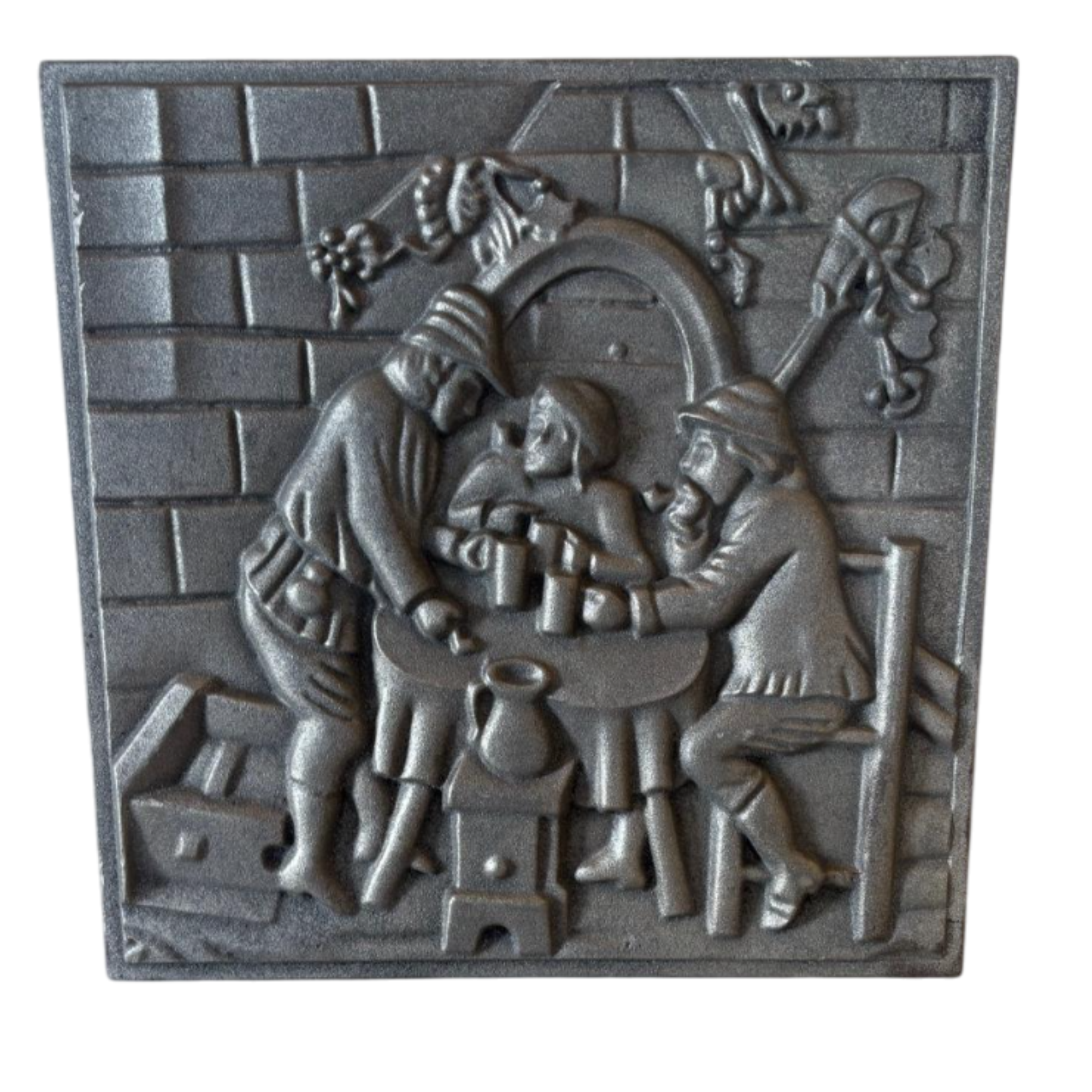 Plaque de cheminée en fonte TAVERNE - Dimensions cm 38 x 38 h x 1 – Image 2