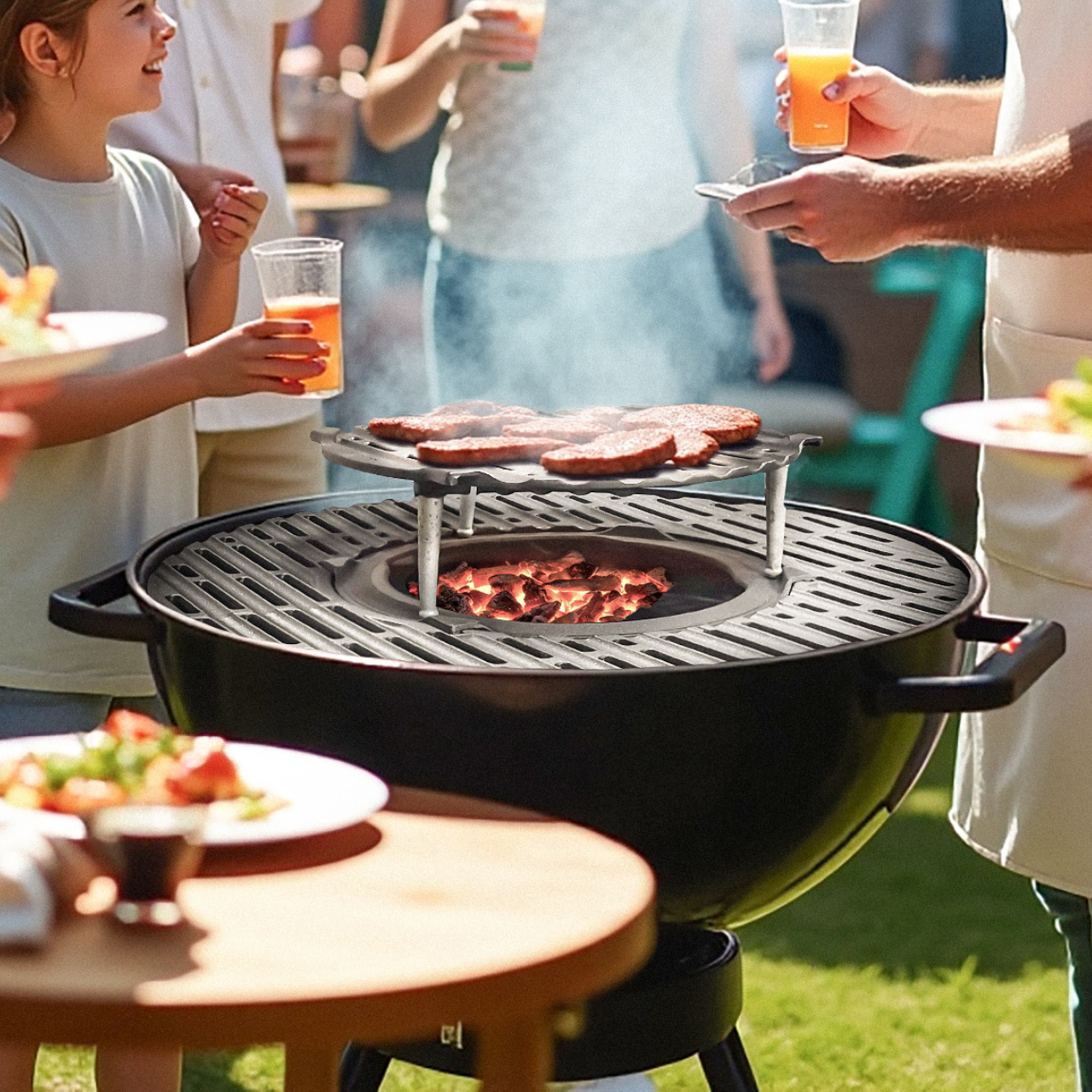 Grille De Cuisson Ronde En Fonte Pour Barbecue - 12 Cm - Résistante à La Chaleur, Répartition Uniforme - Pour Viandes Et Légumes