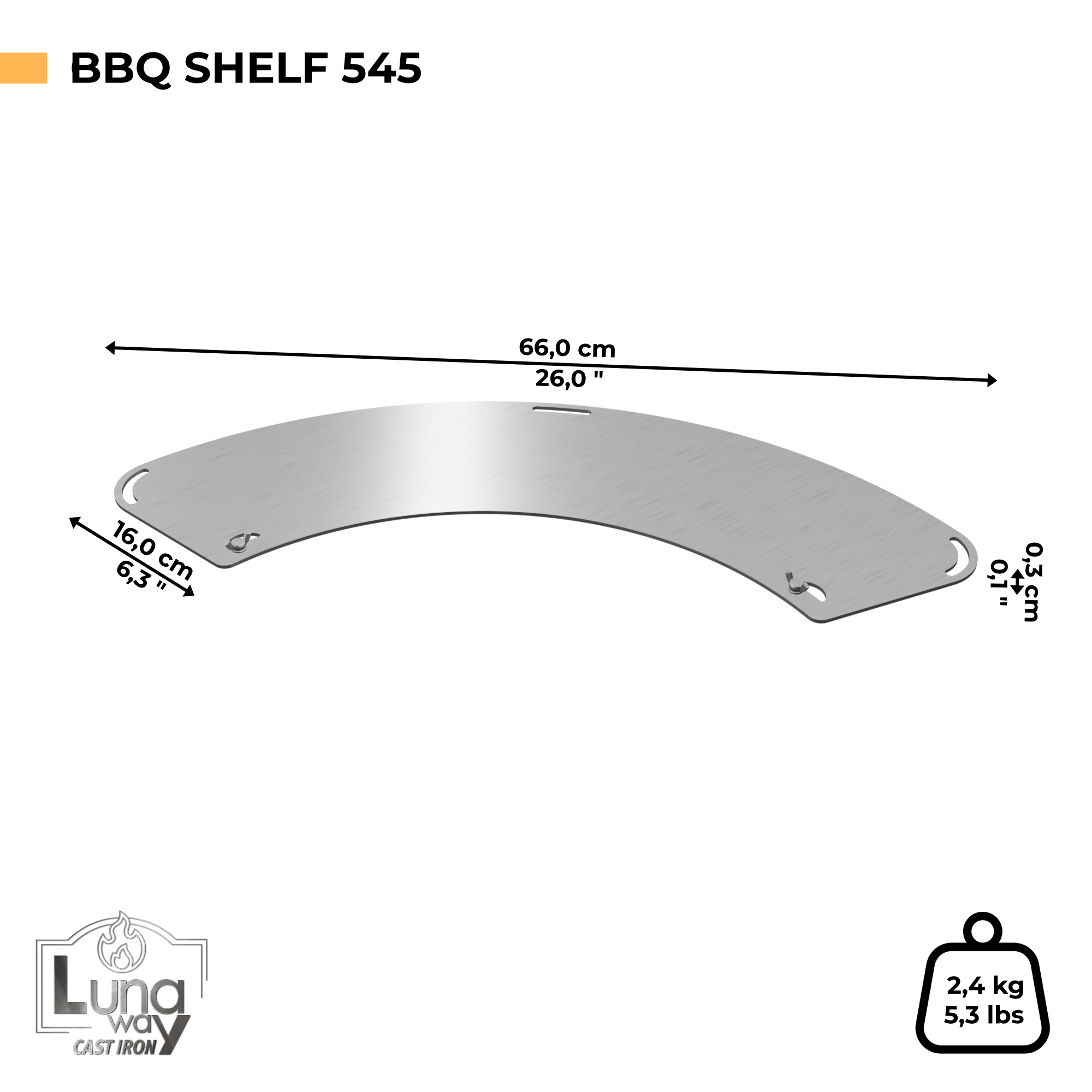 BBQ SHELF 545 - Tablettes Latérales en Acier Inoxydable pour BBQ – Image 2