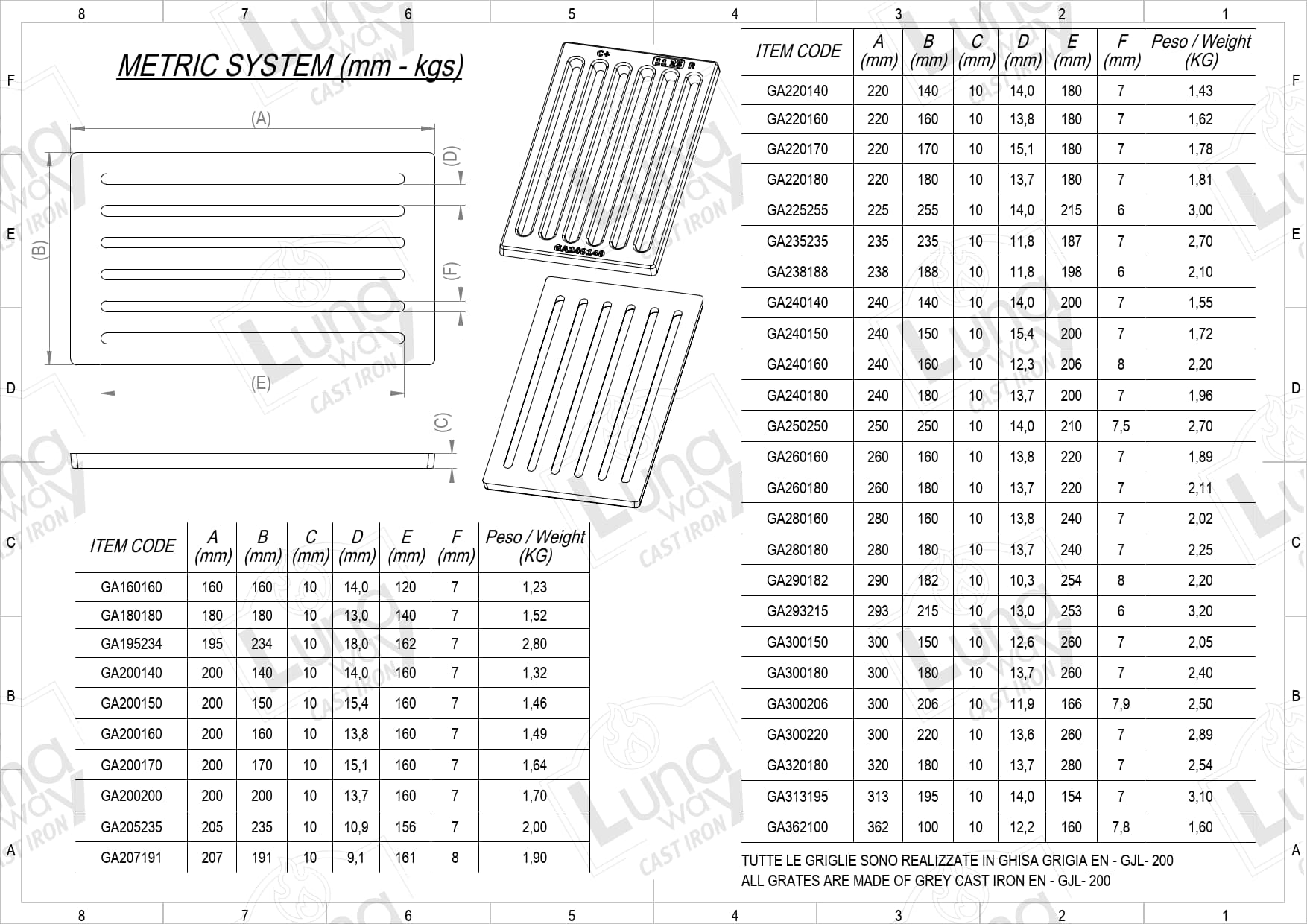Grille à cendres en fonte – Différentes dimensions<br/><br/> – Image 2